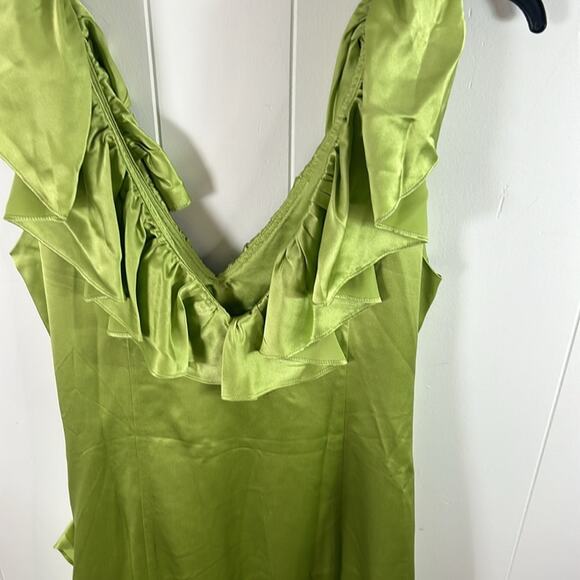 CINQ A SEPT Women's Petunya Silk Prickly V-Neckline Pear Mini Dress Size 10 - Picture 5 of 12